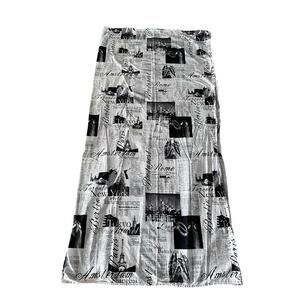 Alamode Home Passport Cotton Shower Curtain Black & White Travel Cities Print